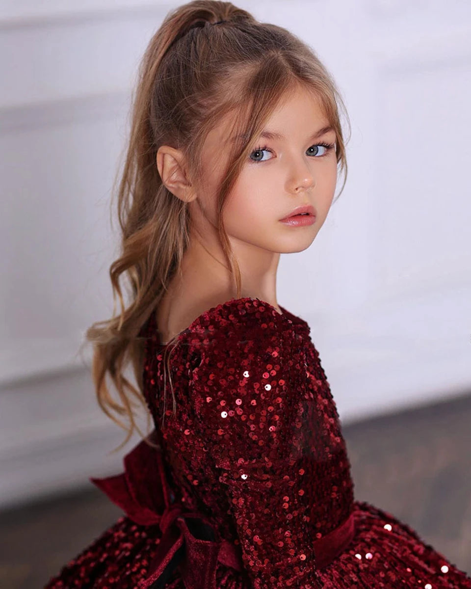 Kids Girls First Communion Sequins Dresses Ball Gowns childrensterritory