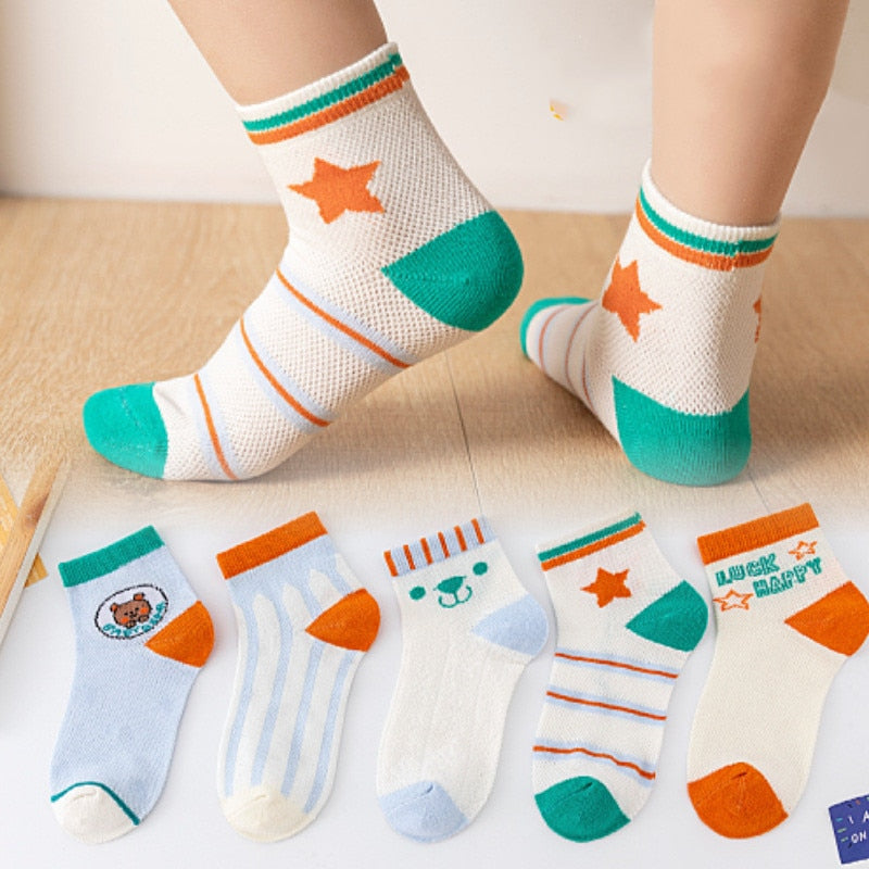 Baby/Kids 5 Pairs/Lot Breathable Casual Mesh Socks for Boy Girl childrensterritory