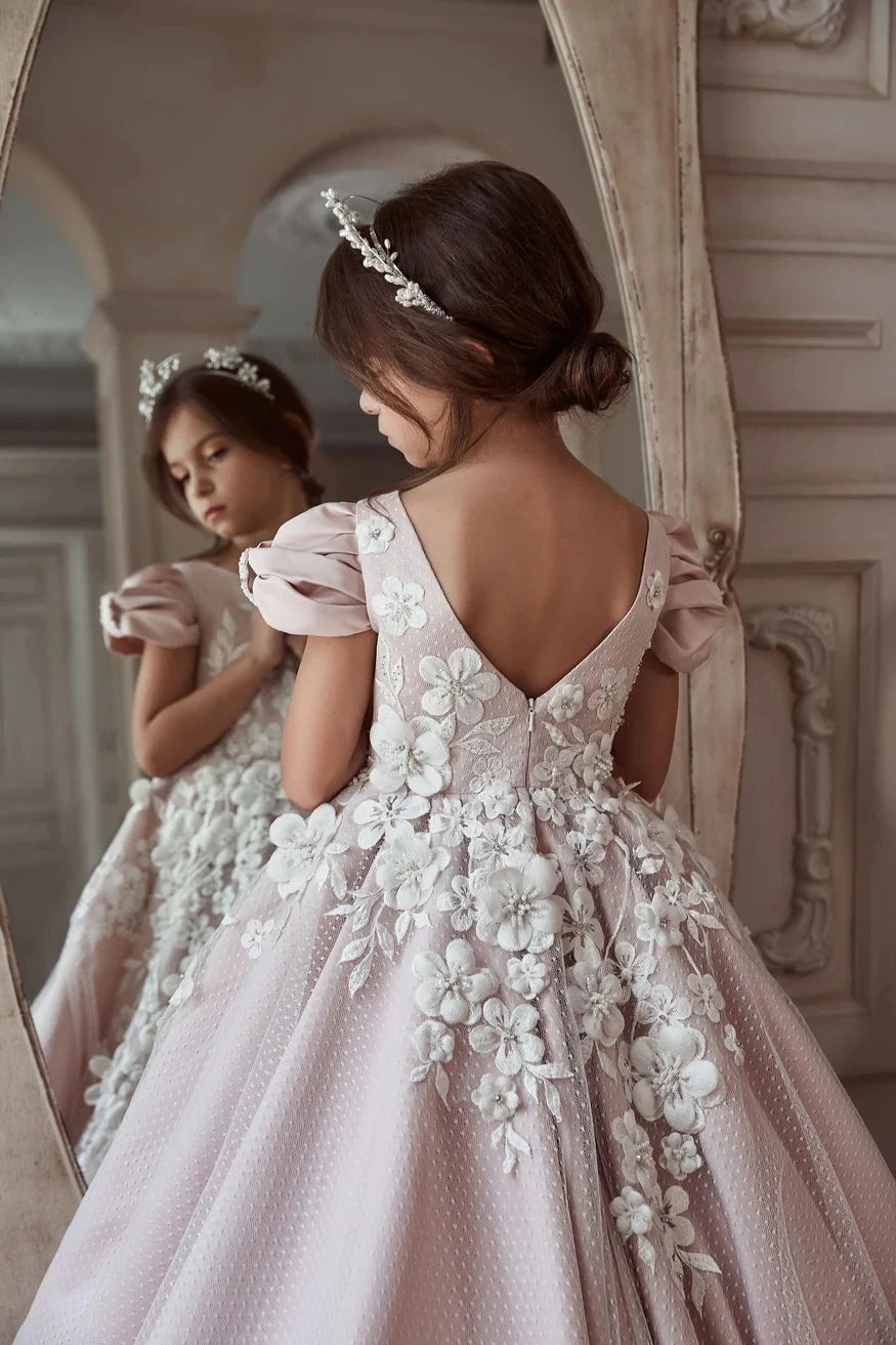 Backless First Communion Luxury Flower Girl Dress