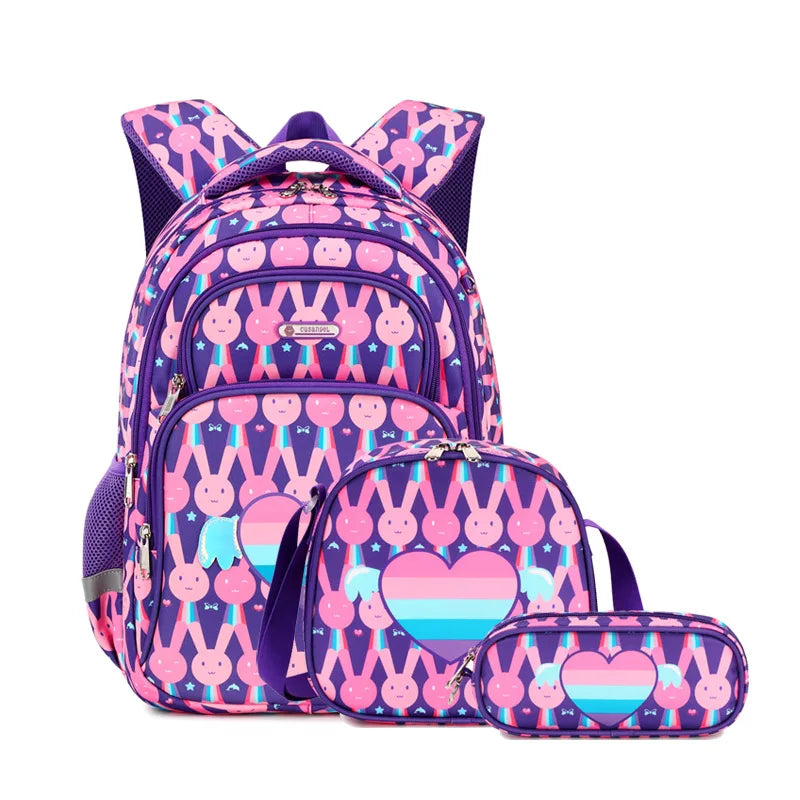 3pcs Set of Teenager Cartoon Dinosaur Anime School Bags