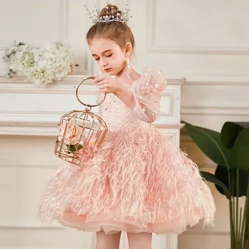 Vintage Design Glittery Pageant Tutu Dresses for Little Girls