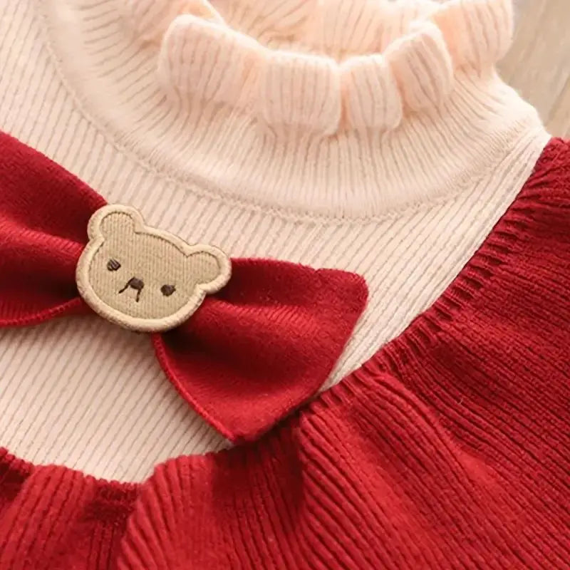 Girls’ Elegant Winter Dresses With Round Neck Design