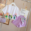 Kids' Girls 3D Flower Design T-shirt and Shorts Outfit Set childrensterritory
