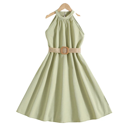 Kids Girls Off Shoulder Formal Summer Party Dresses With Belt