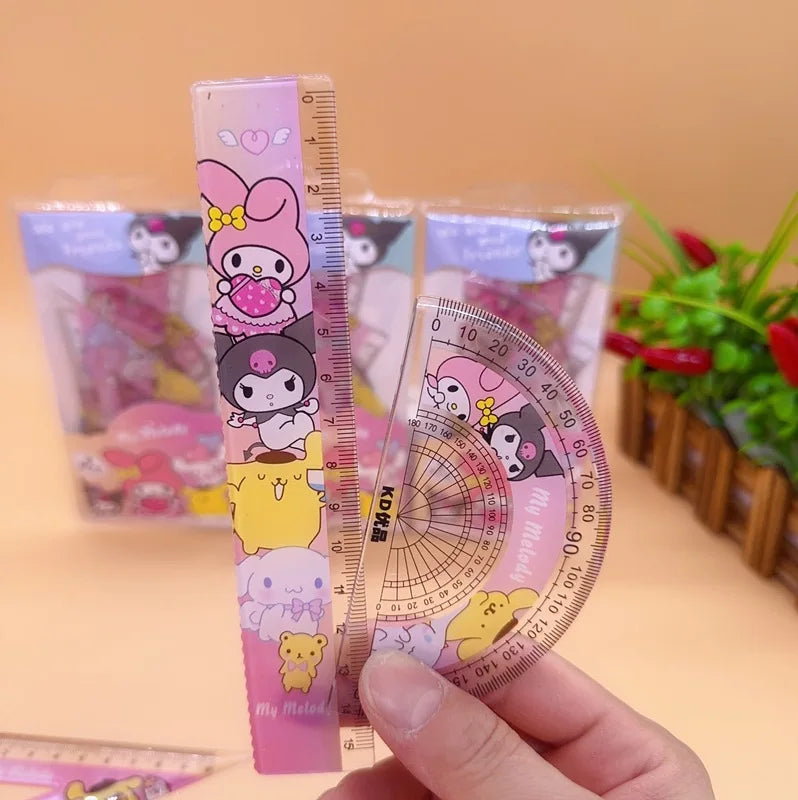 4 Piece Cartoon Sanrio Design Student Ruler Stationery Set childrensterritory