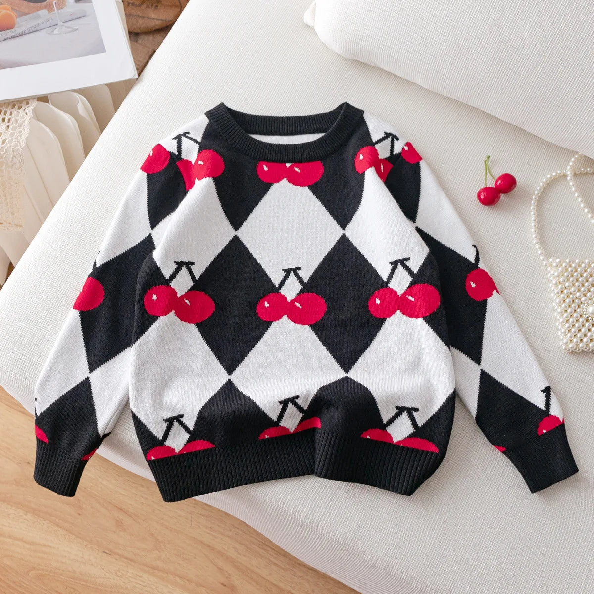 Kids Round Neck Christmas Design Warm Sweater