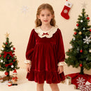 Girls' Long-Sleeved Lace Design Christmas Dresses childrensterritory