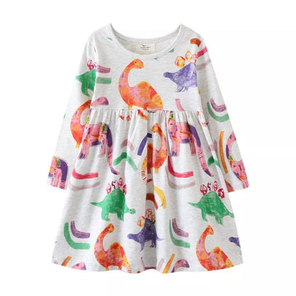 Kids Girls Long Sleeves Printed Princess Dresses childrensterritory