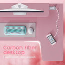 Pink L-shaped Gaming Desk with LED Lights childrensterritory