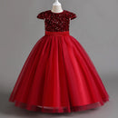 Teenage Girls Elegant Long Tulle Sequined Princess Party Dresses childrensterritory