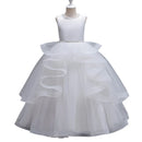 Girls' Solid Color Long Puff Evening Party Dresses childrensterritory