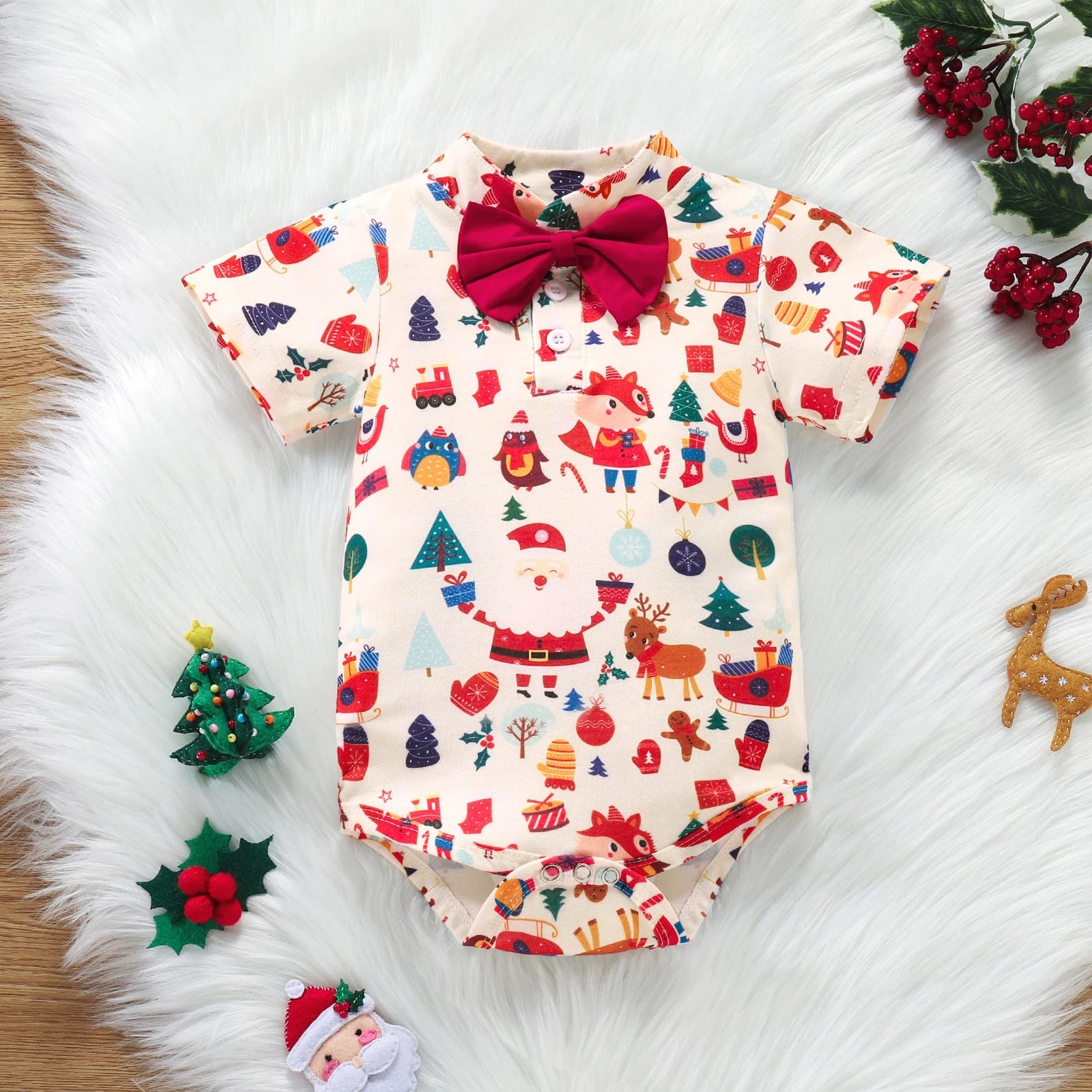 Baby Kids Short Sleeves Christmas Outfit