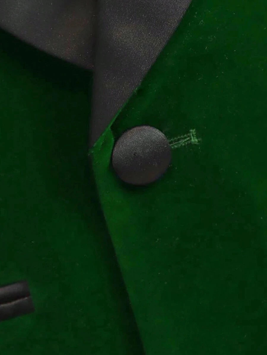 Kids Boys Formal Velvet Suit Set With Bowtie