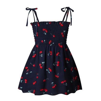 Little Girls Floral Halter Style Summer Cotton Dresses childrensterritory