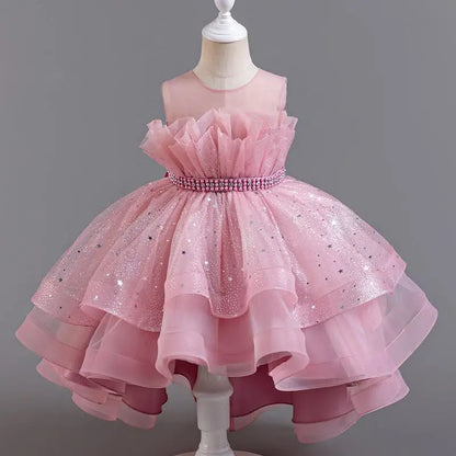 Flower Sequin Design Fluffy Princess Dresses For Girls childrensterritory