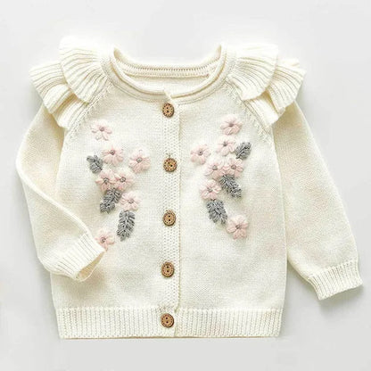 Baby Girls Long Sleeve Embroider Knit Cardigan childrensterritory