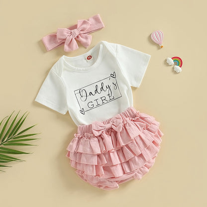 Letter Print Baby Girl 3Pcs Summer Outfit Sets childrensterritory