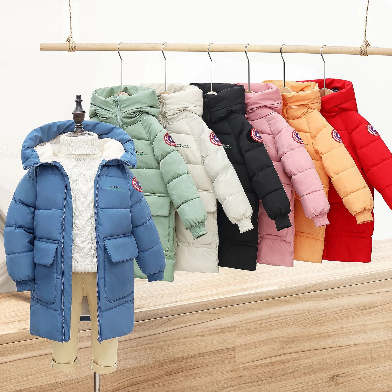 Long Korean Style Down Cotton Jacket for Kids Unisex childrensterritory