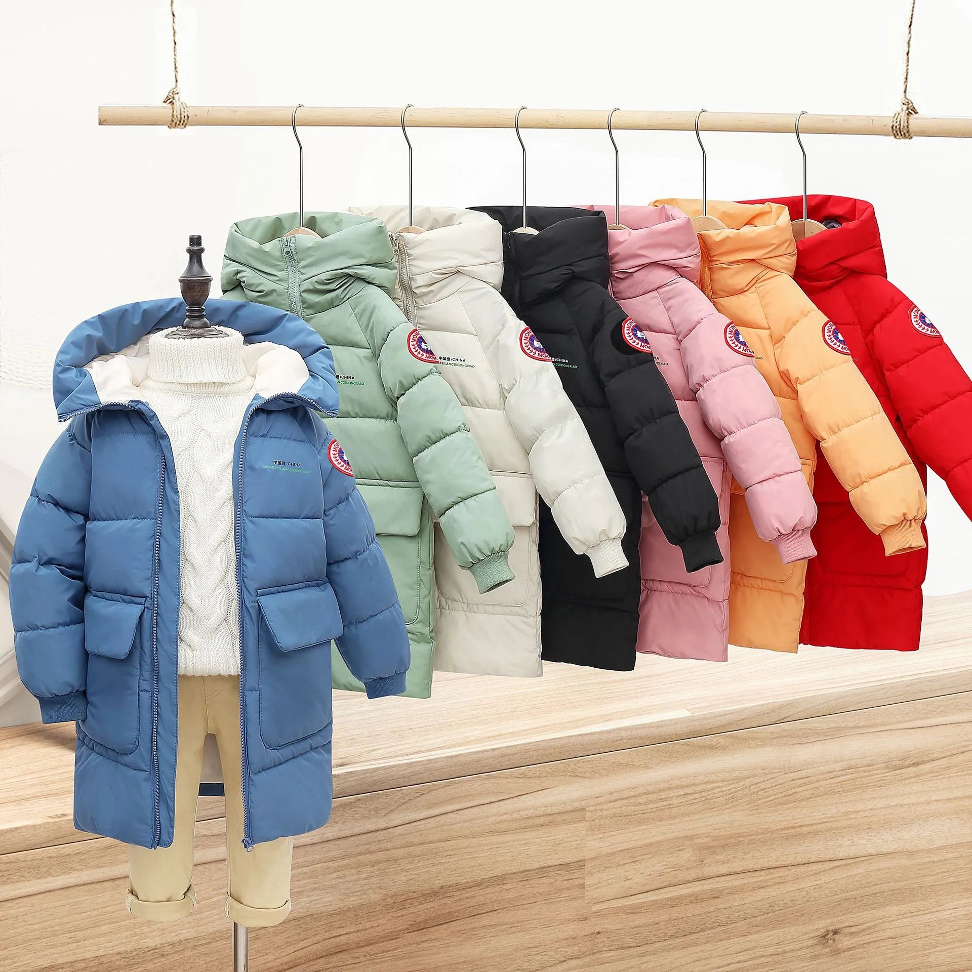 Long Korean Style Down Cotton Jacket for Kids Unisex childrensterritory