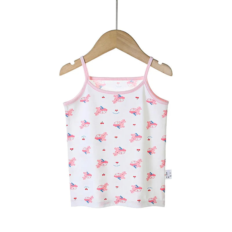 Young Girls Cartoon Design Soft Cotton Camisoles childrensterritory