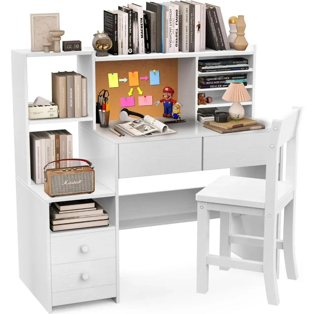 Kids Study Desk with 4 Drawers and Chair Set childrensterritory