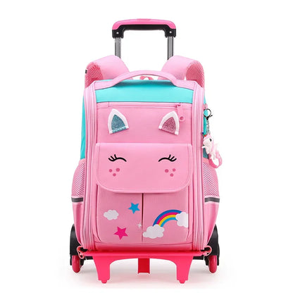 Cartoon Design High Capacity Kids Rolling School Backpack