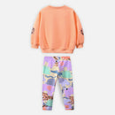 Cartoon Print Sweatshirt and Trouser Set for Kids Girls childrensterritory