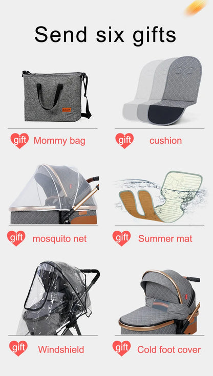 Luxury 2-in-1 Foldable High Landscape Baby Stroller childrensterritory