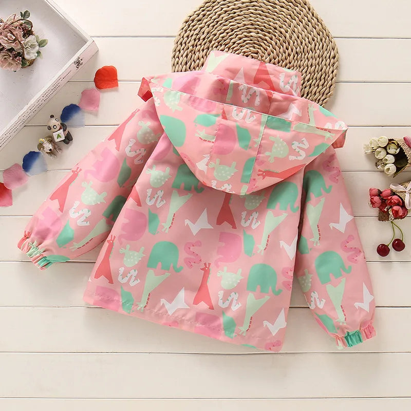 Girls’ Full-Sleeve Printed Hooded Jackets
