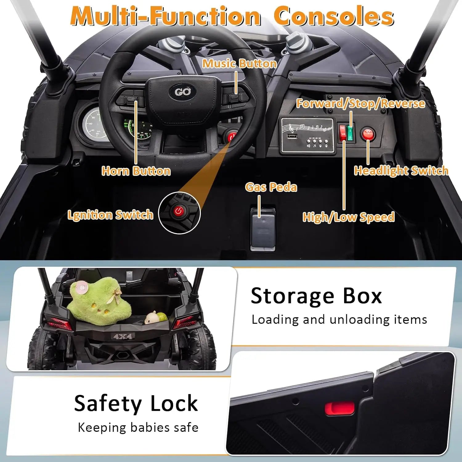 Kids Electric 24V Remote Control Ride on Car with Safety Belt