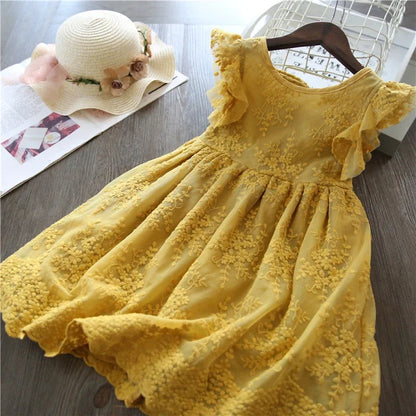 Kids Girls Lace Flower Design Birthday, Wedding Dresses childrensterritory