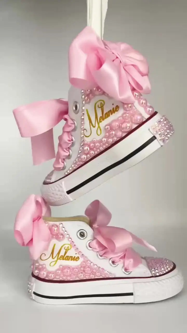Personalized Rhinestone Design Kids Canvas Shoes childrensterritory