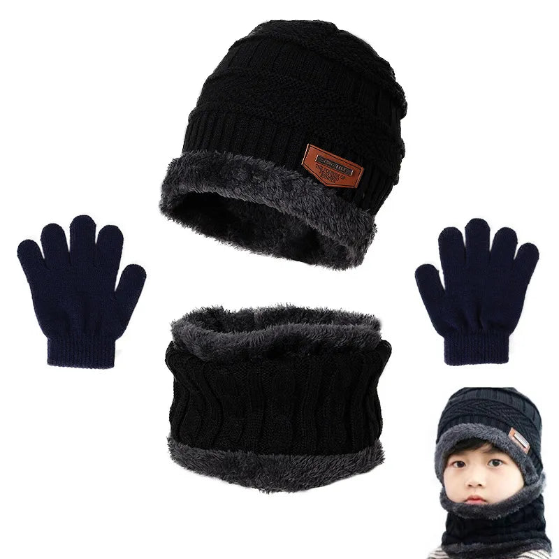 Plush Warm Winter Hat, Neck Scarf and Gloves Set for Kids childrensterritory