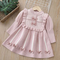 Girls' Long-Sleeved Bow-Design Winter Dresses