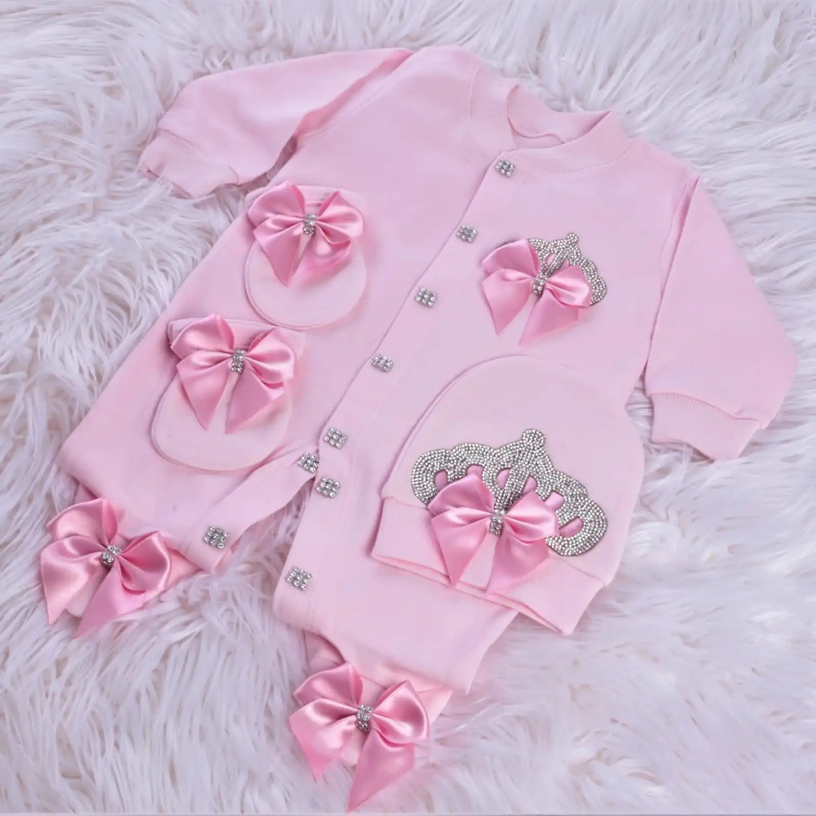 3pcs Pearly Crown Personalised Name Onesie for Newborn Babies childrensterritory