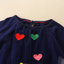 Kids Girls Hearts Applique Long Sleeves Party Dresses childrensterritory
