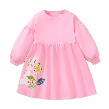 Lovely Cartoon Animals Design Little Girls Casual Dresses childrensterritory