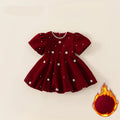 LIttle Girls' Pearl Design Thick Warm Fleece Party Dresses childrensterritory