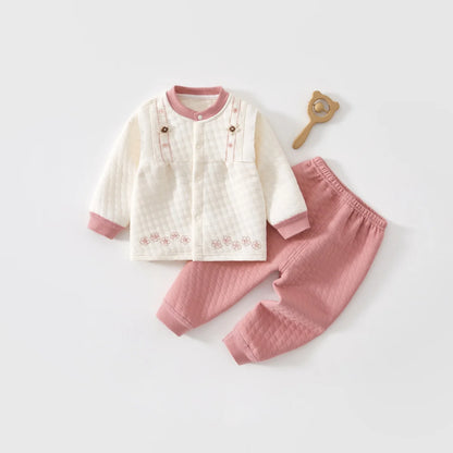 Baby Kids Long Sleeves Flower Design Winter Outfit Sets childrensterritory
