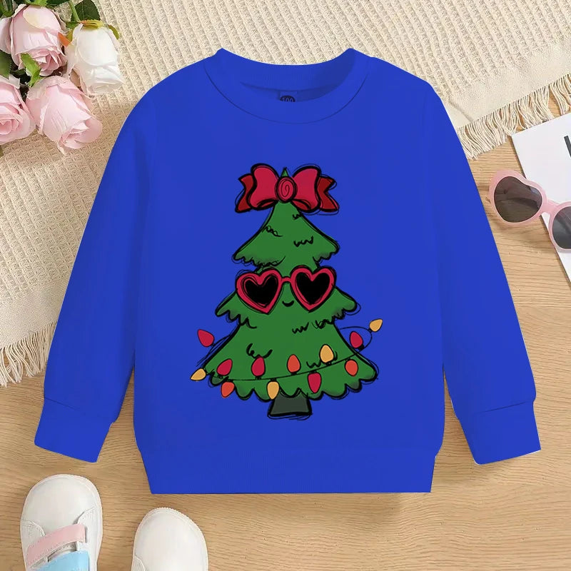 Kids Solid Colors Christmas Graphics Hoodless Sweatshirt childrensterritory