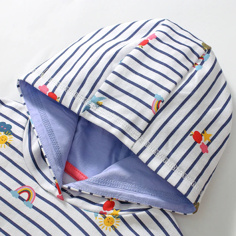 Girls Striped Cotton Hoodies for Autumn Spring childrensterritory
