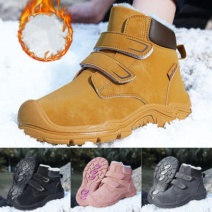 Kids Suede Fashion High Top Hook And Loop Warm Shoes