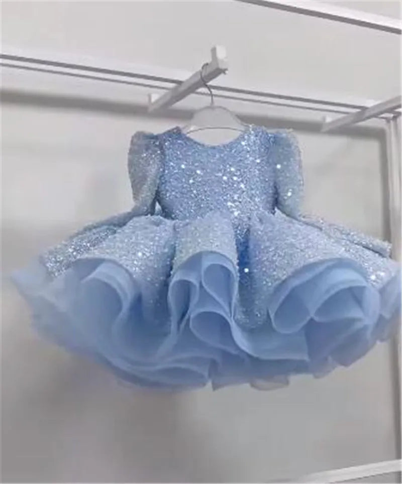 Kids Girls Gorgeous Sequin Fluffy Birthday/Performance Dress childrensterritory