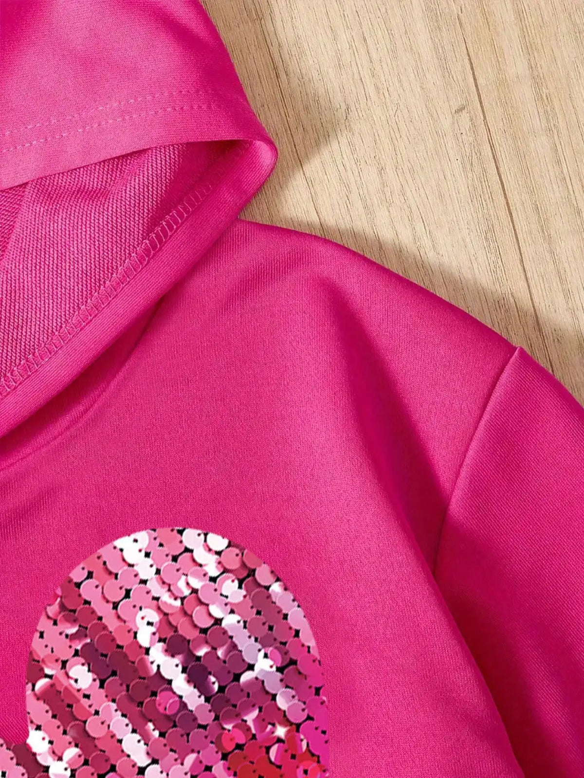 Kids Girls Heart Print Pink Cotton Hoodie and Legging Sets for Autumn