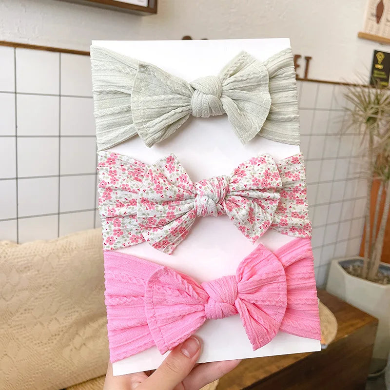 3Pcs/Lot Bow Knot Elastic Hair Bands for Baby Girls