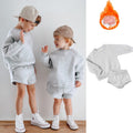 Kids Boys Girls Loose Sweatshirt with Elastic Joggers Shorts Set childrensterritory