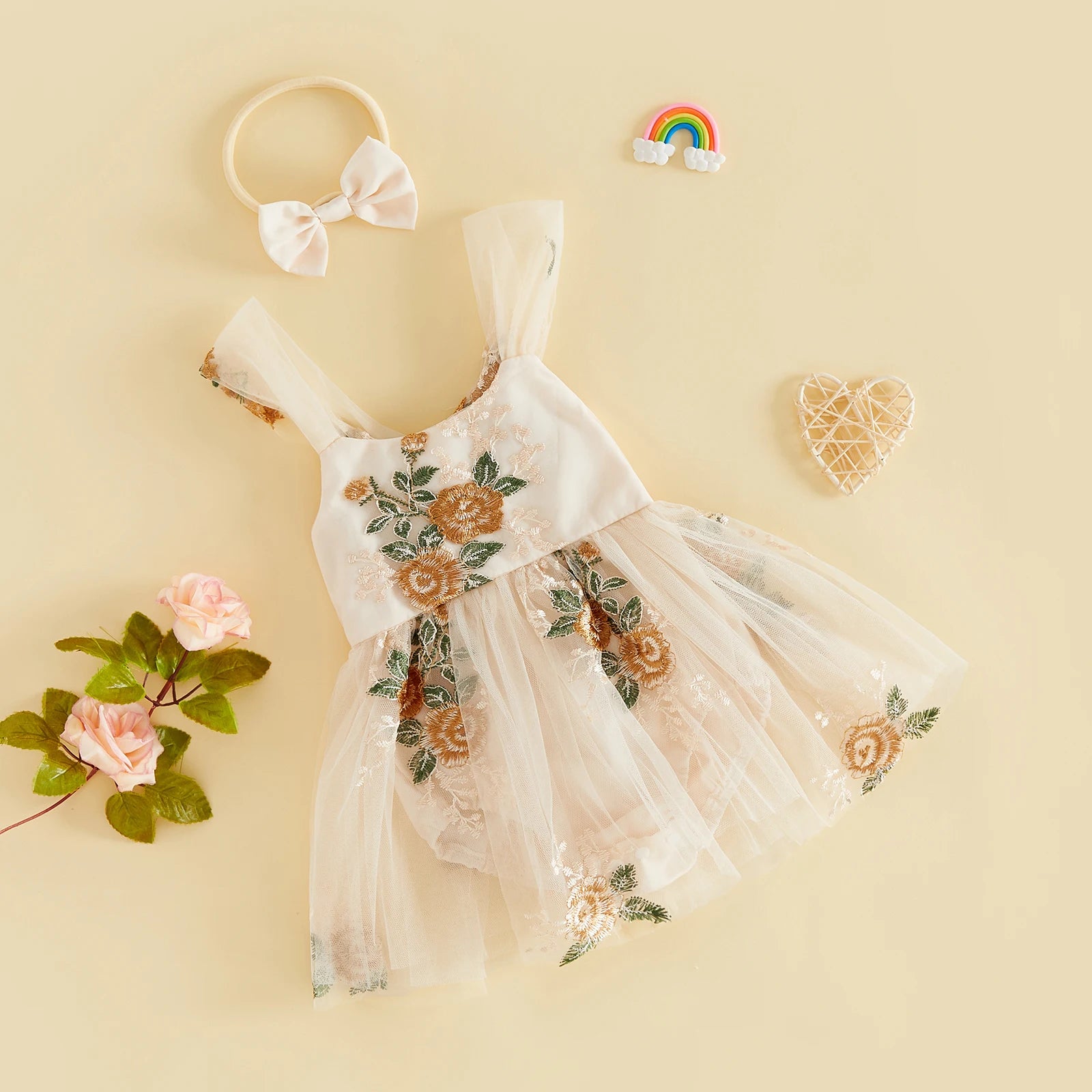 Floral Embroidery Baby Girls&