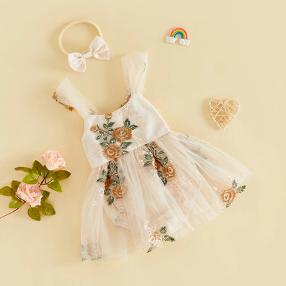 Floral Embroidery Baby Girls&