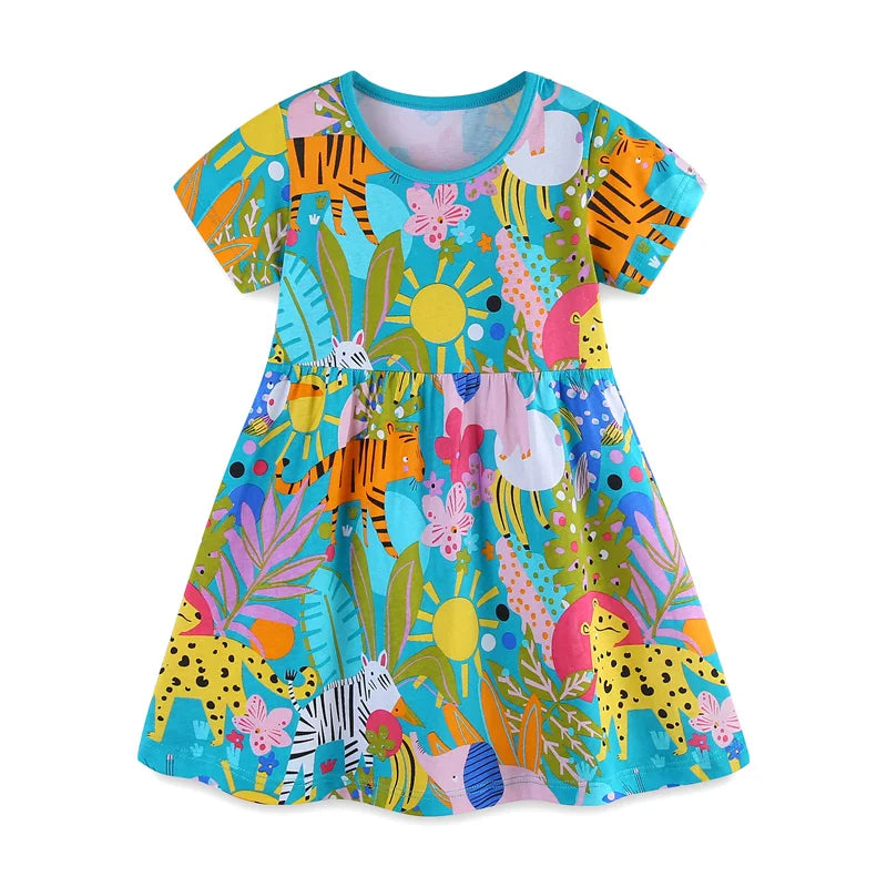 Little Girls Colorful Print Summer Princess Party Dresses childrensterritory