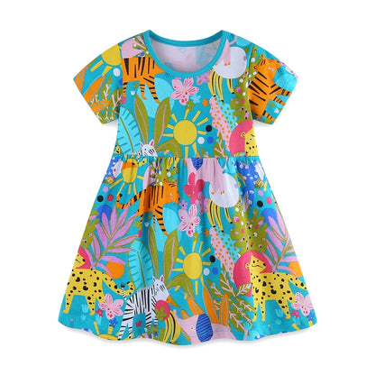 Little Girls Colorful Print Summer Princess Party Dresses childrensterritory